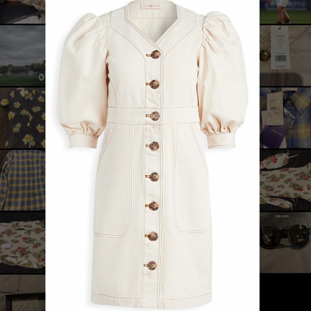 tory burch cotton puffed sleeve dress